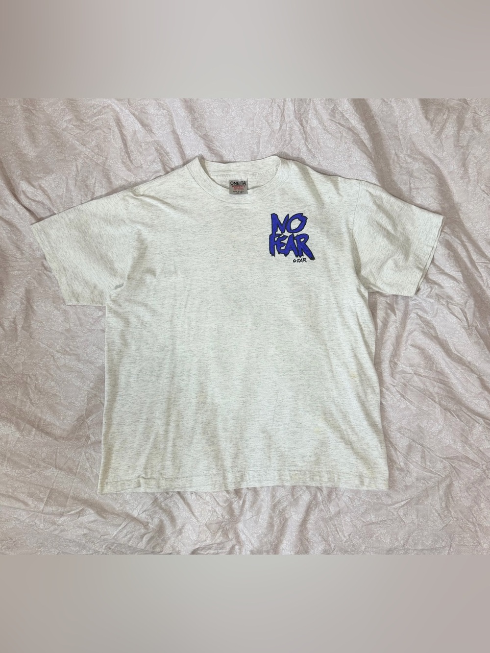 Vintage 90s No Fear Shirt Absolutely Positively Gray Oneita Power-T Size L